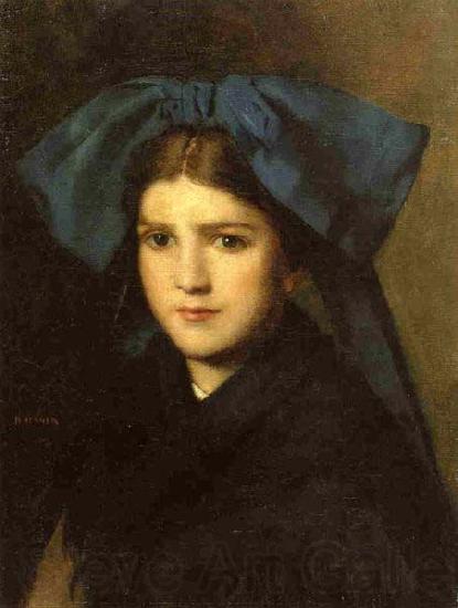 Jean-Jacques Henner Portrait of a Young Girl with a Bow in Her Hair Norge oil painting art